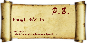 Panyi Béla névjegykártya